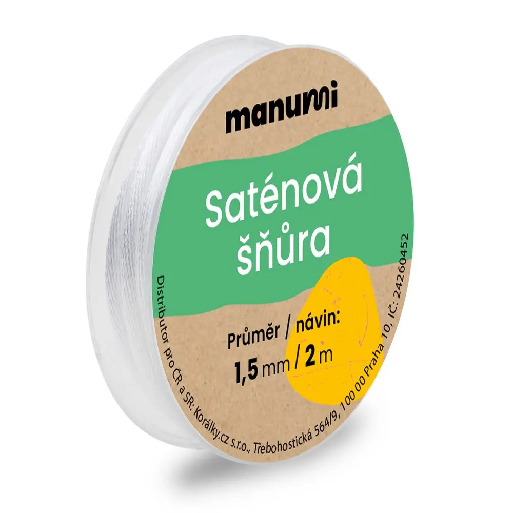 Nylonová saténová šňůra 1,5 mm/2m White - 1 ks