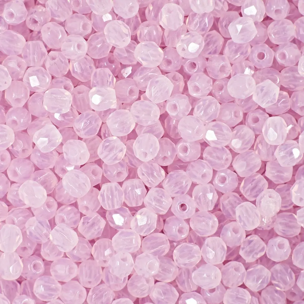 Manumi české broušené korálky 3 mm Milky Light Rose -