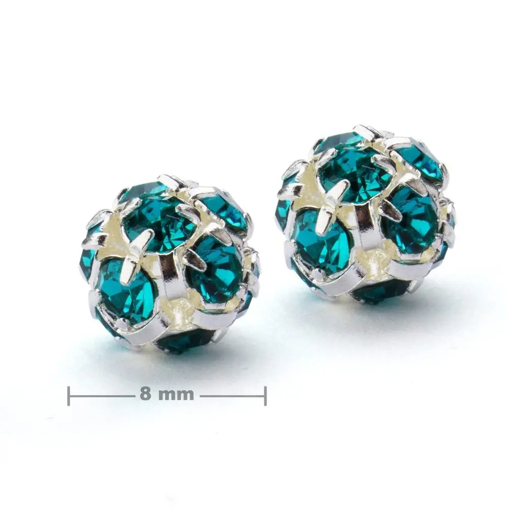 Manumi štrasová kulička 8 mm stříbrná Blue Zircon -
