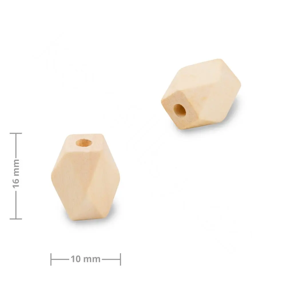 Dřevěné korálky hexagon s velkým průtahem pro Macramé 16 mm - 15 ks