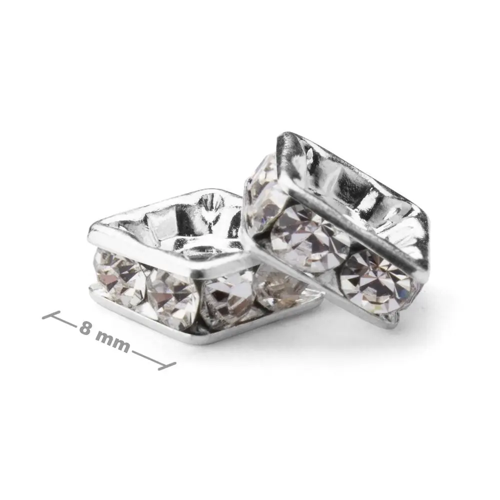 Manumi štrasový čtverec 8x8 mm Crystal - 20 ks