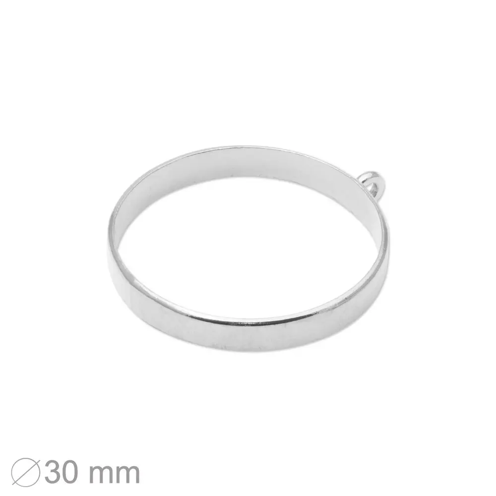 Rámeček na odlévání křišťálové pryskyřice kruh 38x35 mm v barvě stříbra - 1 ks