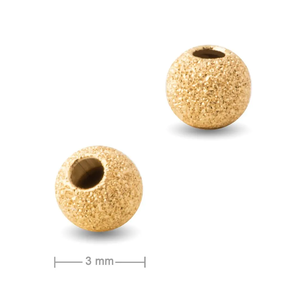 Stříbrný korálek stardust 3 mm pozlacený 24K zlatem -