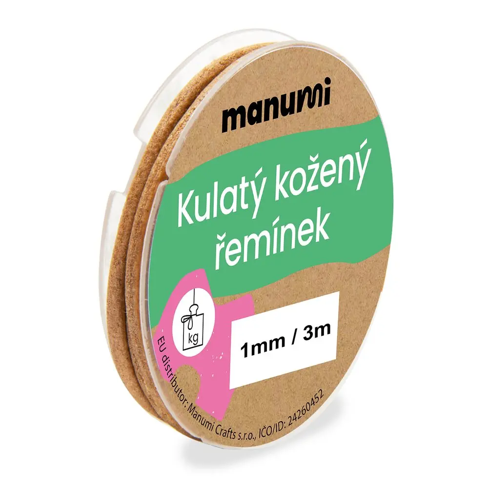 Manumi Kulatý kožený řemínek 2 mm/1m přírodní č. 40 - 1 ks