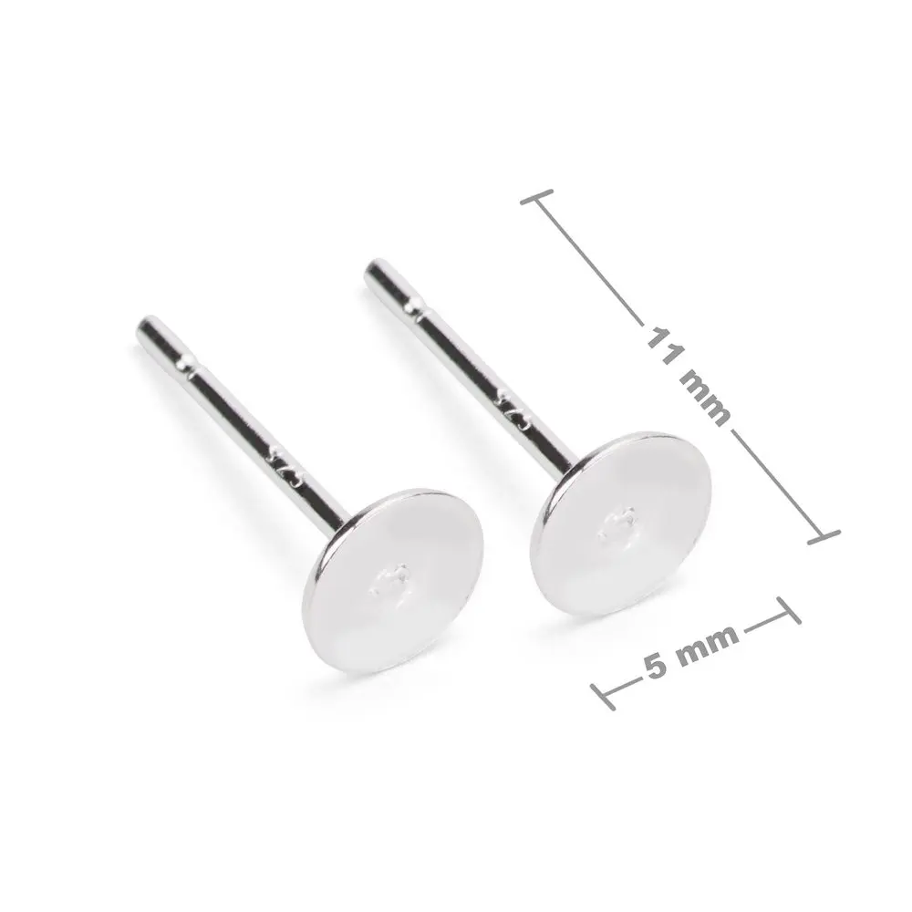 Stříbrné lepící náušnicové puzety 5 mm -