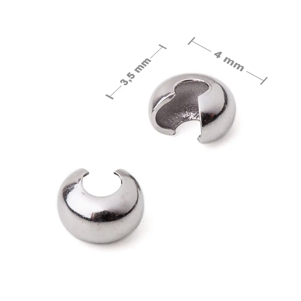 Rokajlové korálky - Kryt zamačkávacího rokajlu z chirurgické oceli 316L 4x3,5 mm - 6 ks