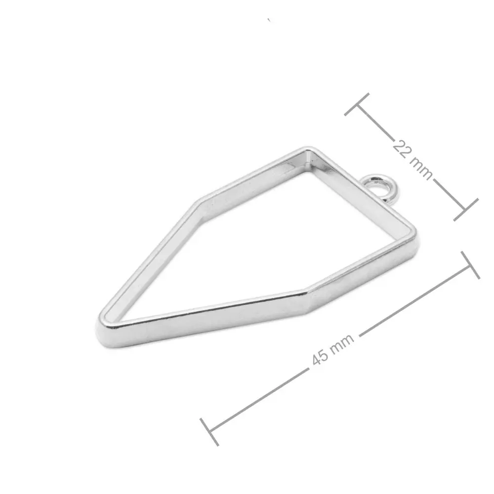 Rámeček na odlévání křišťálové pryskyřice polygon 45x22 mm v barvě stříbra -