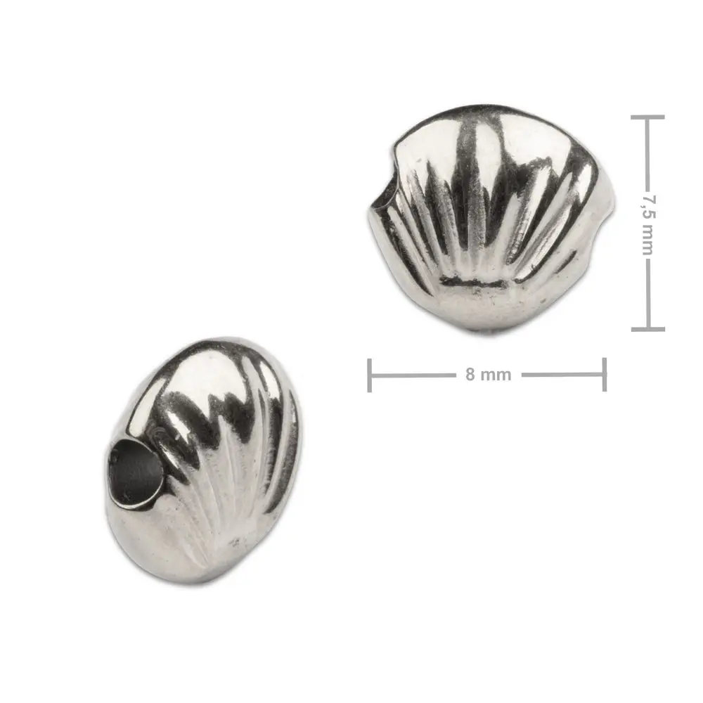 Korálek z chirurgické oceli ve tvaru mušle 7,5 x 8 mm - 1 ks