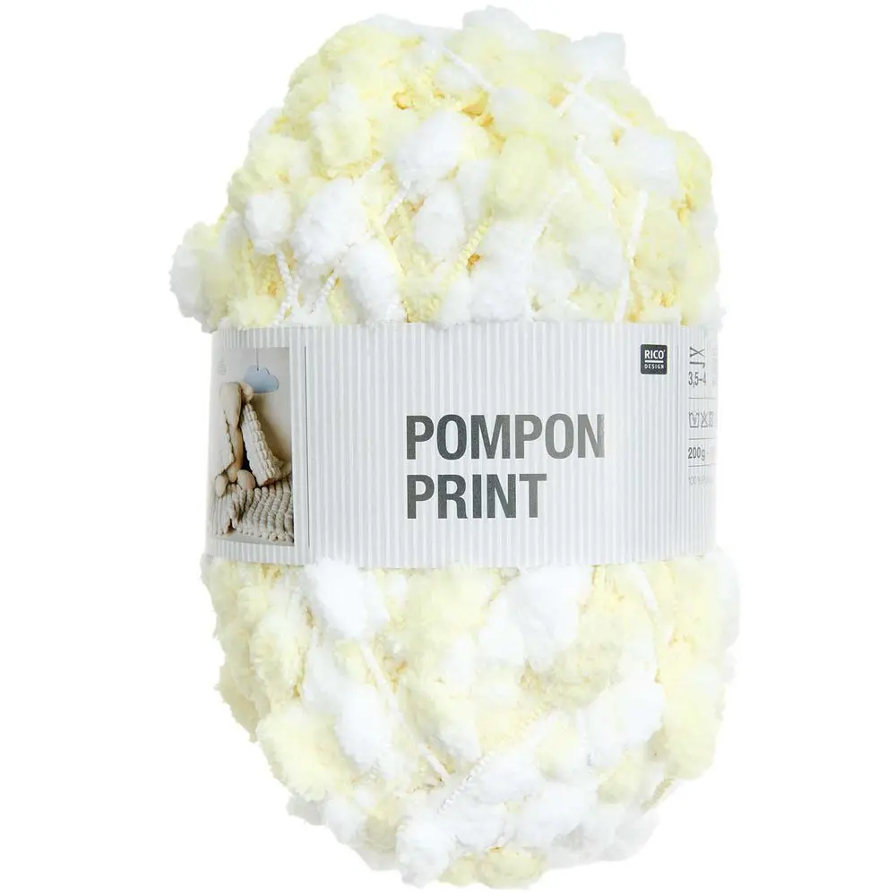 Rico design háčkovací bambulková příze POMPON Print žluto-bílá - 1 ks