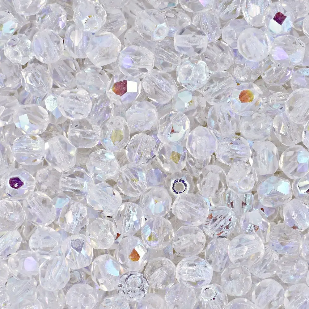 Manumi české broušené korálky 4 mm Crystal AB -