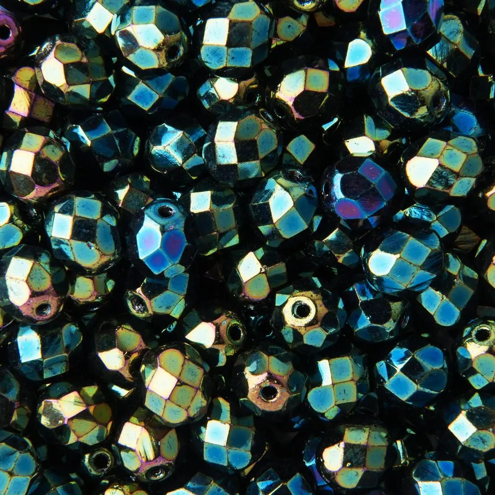 Manumi české broušené korálky 8 mm Iris Green -