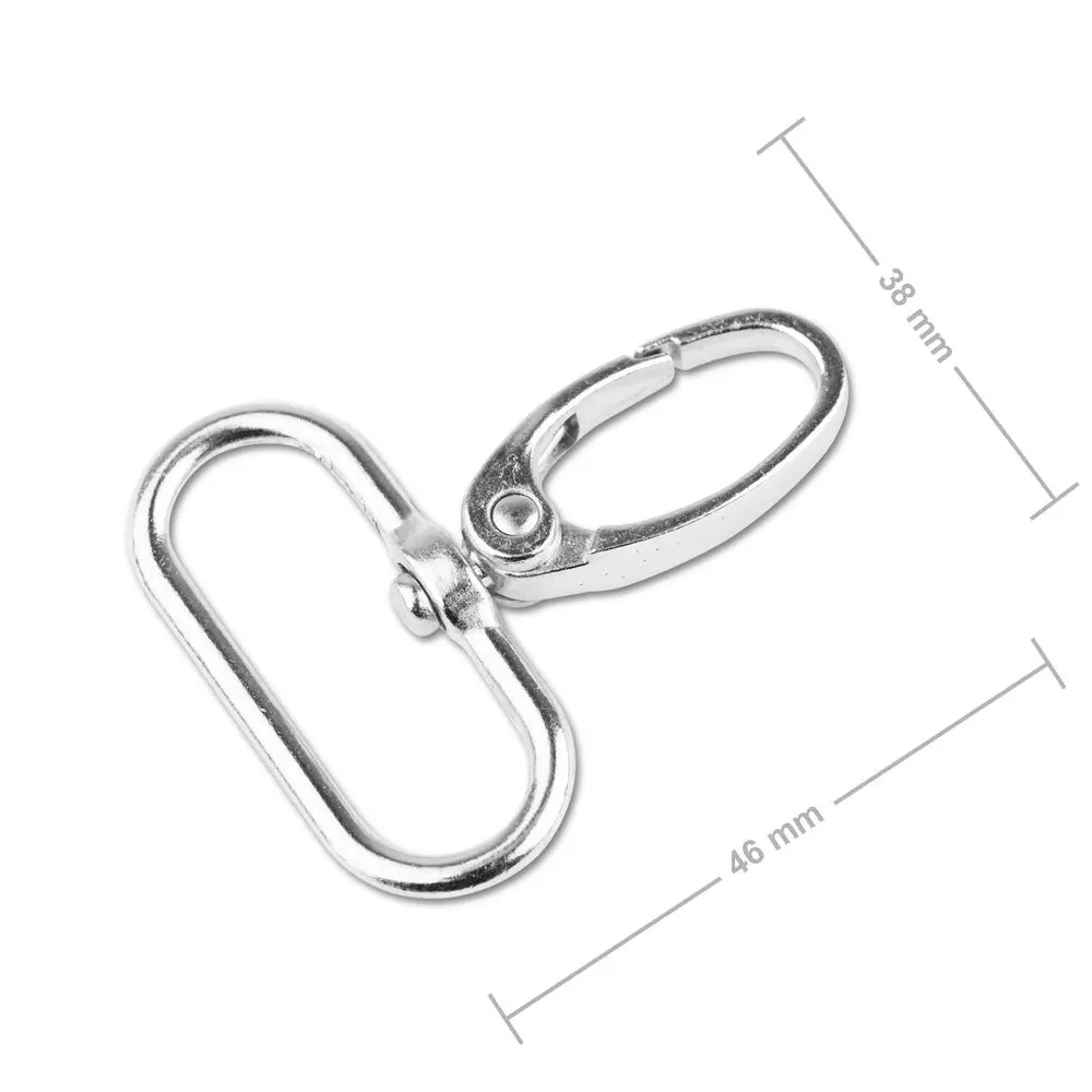 Galanterní karabina 46x38 mm v barvě platiny - 20 ks