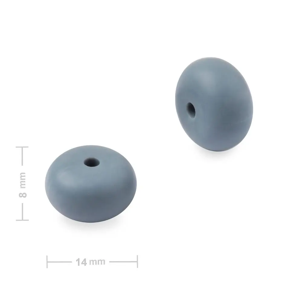 Silikonové korálky rondelky 14x8 mm Dim Grey - 20 ks