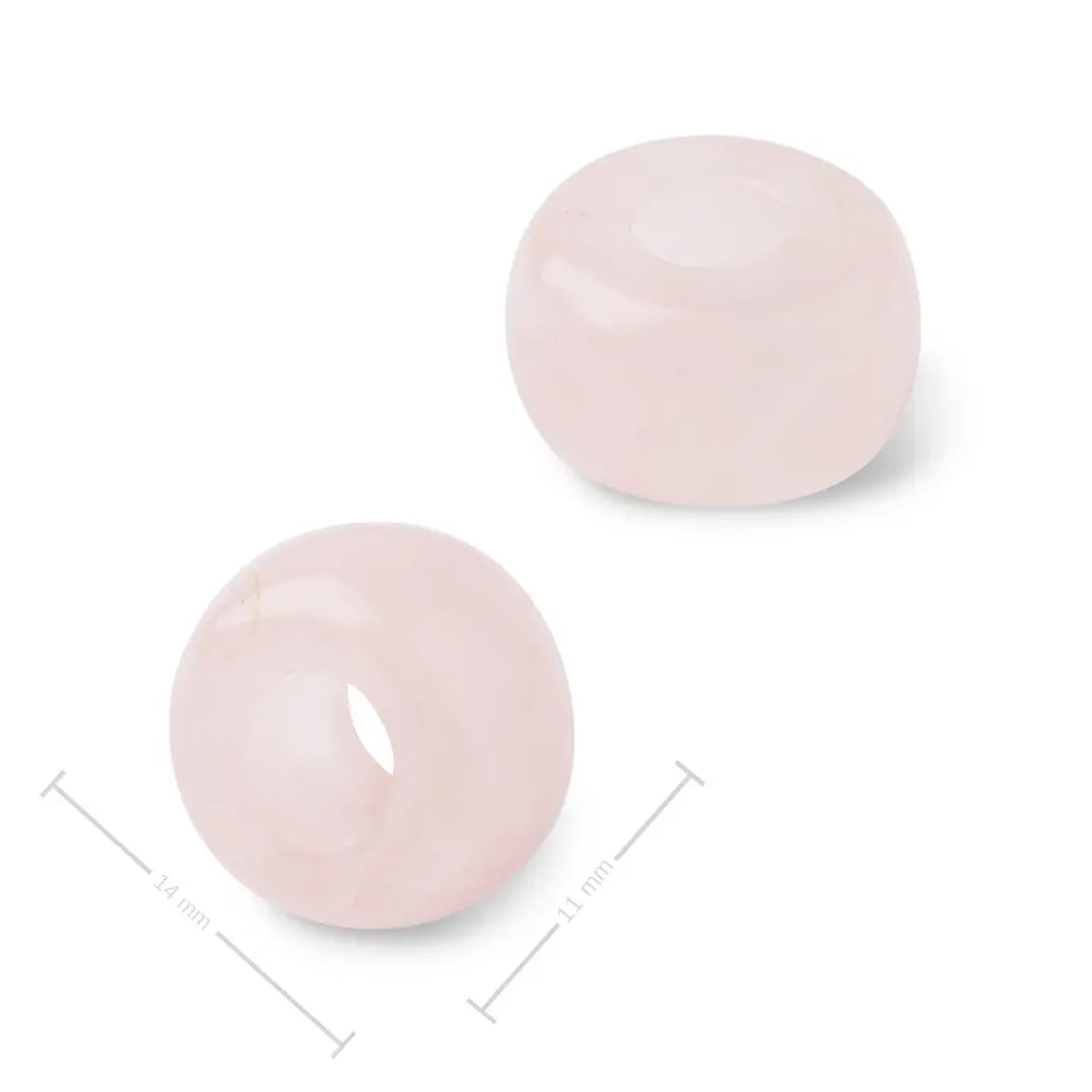 Korálek rondelka z minerálu Růženín s velkým průtahem pro Macramé 14x8 mm - 5 ks