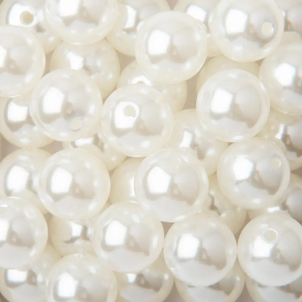 Plastové korálky imitace perel 14 mm - 13 ks