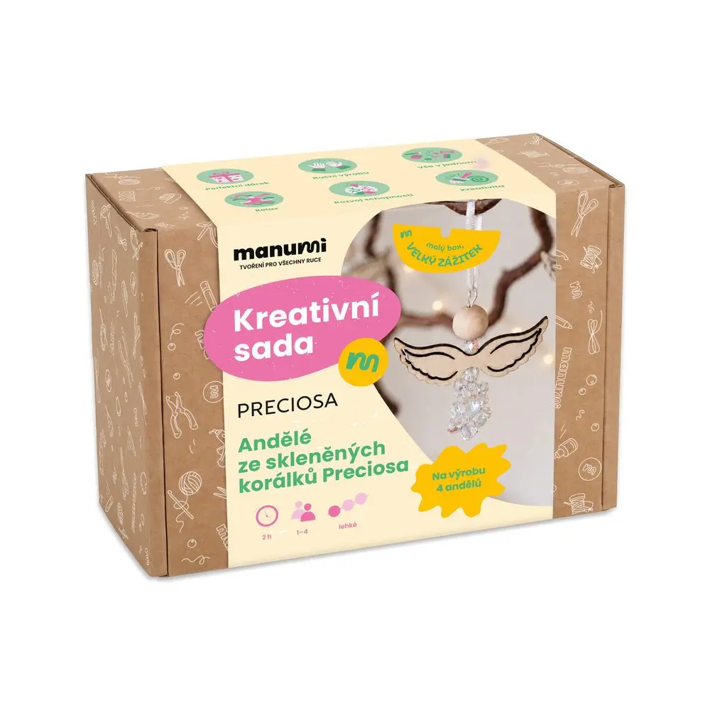 Manumi kreativní sada na výrobu andělů ze skleněných korálků Preciosa - 1 ks