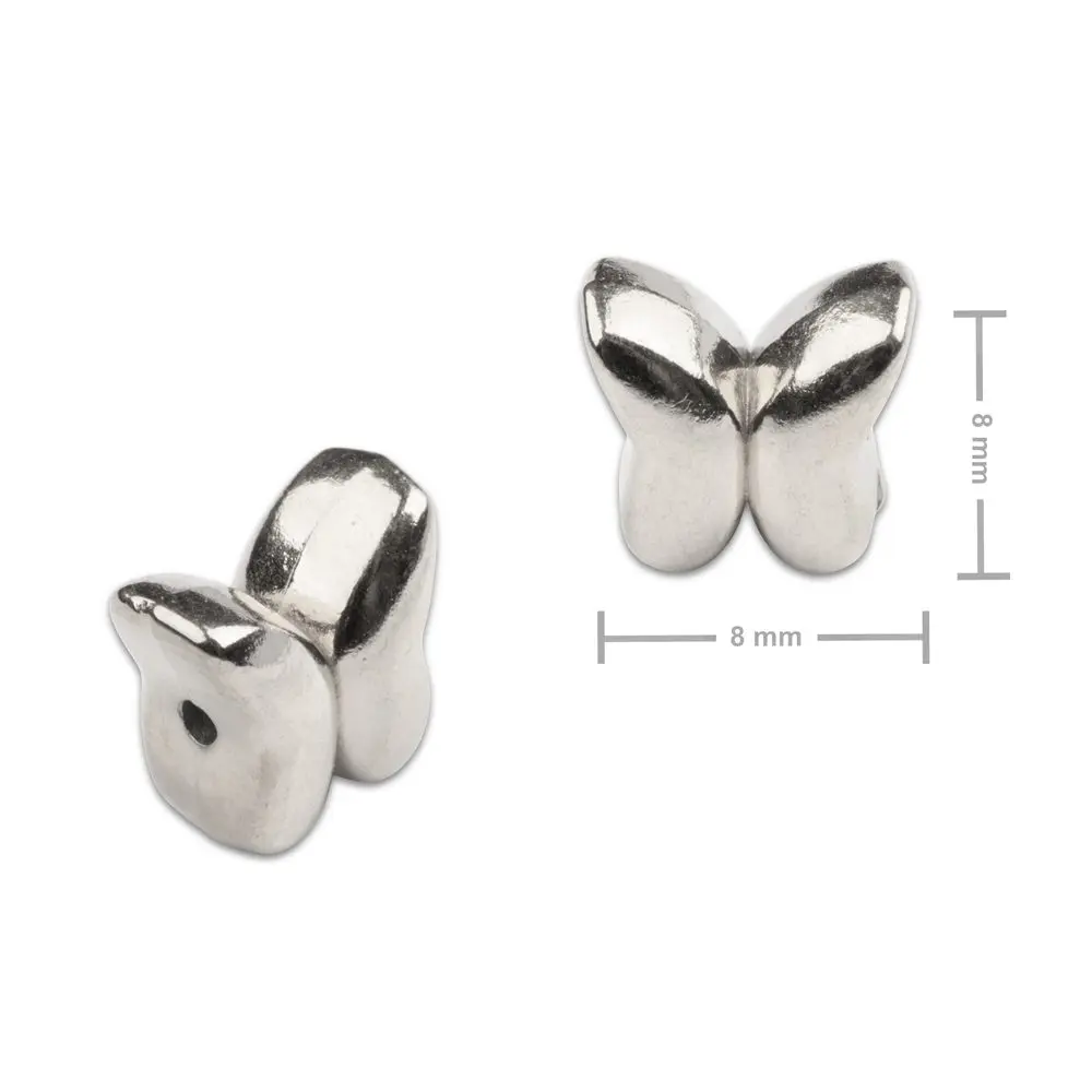 Korálek z chirurgické oceli ve tvaru motýlích křídel 8 x 8 mm - 1 ks