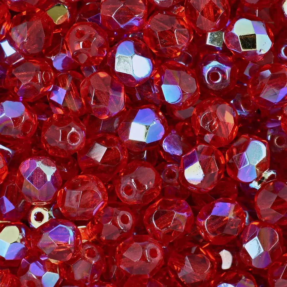 Manumi české broušené korálky 6 mm Siam Ruby AB - 30 ks