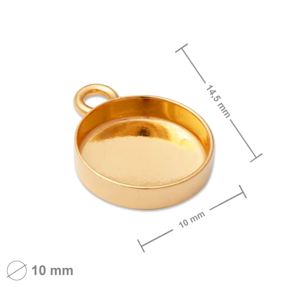 Stříbrný přívěsek s lůžkem 10 mm pozlacený 24K zlatem - 1 ks