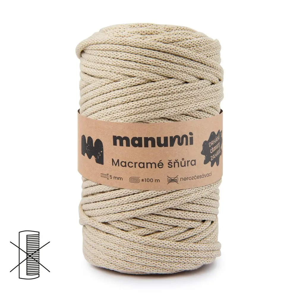 Manumi Macramé šňůra 5mm béžová - 3 ks