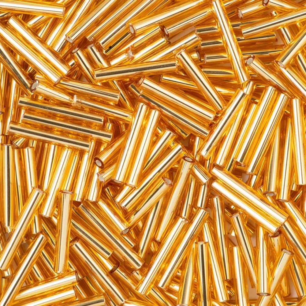 PRECIOSA ORNELA Korálky PRECIOSA skleněné trubičky rovné 15 mm zlaté - 15 g
