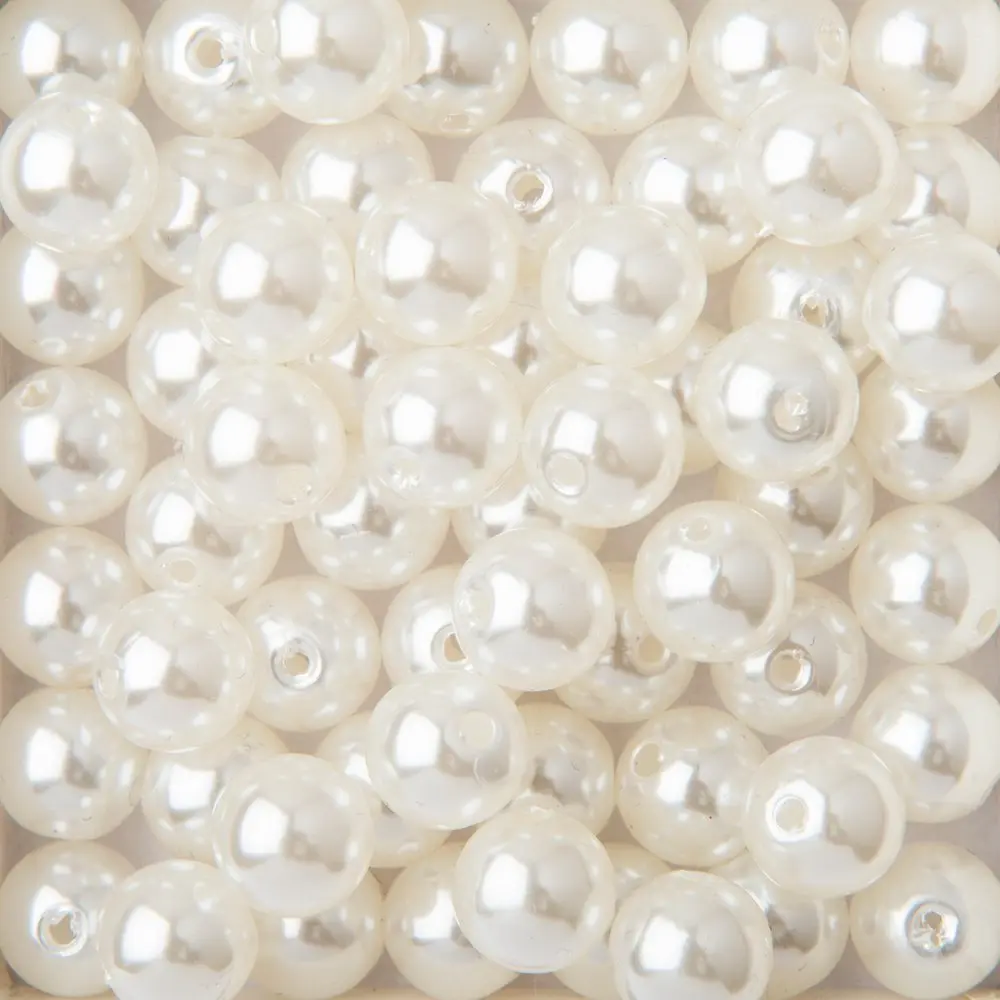Plastové korálky imitace perel 10 mm - 18 ks