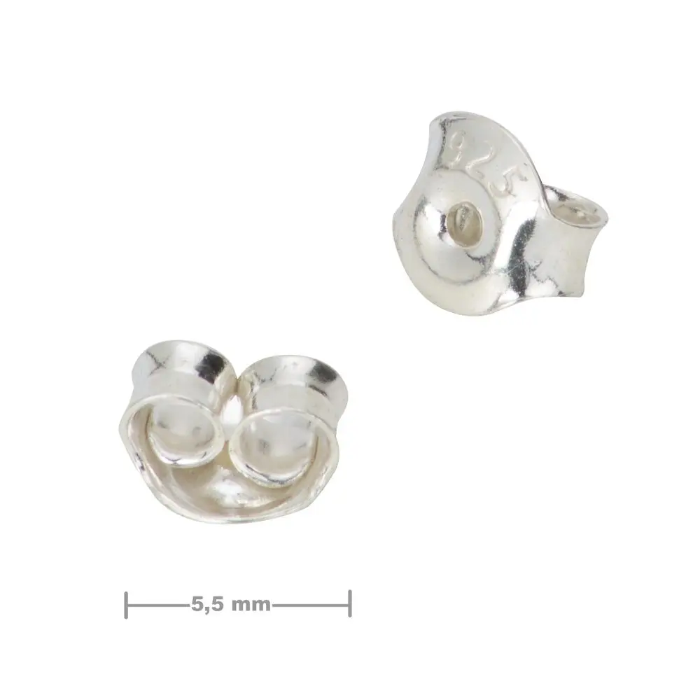 Stříbrná náušnicová zarážka motýlek 5,5 mm -