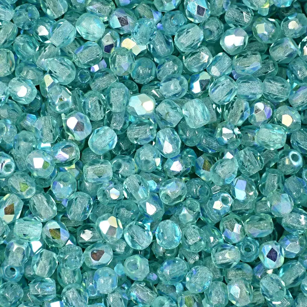 Manumi české broušené korálky 3 mm Teal AB - 60 ks