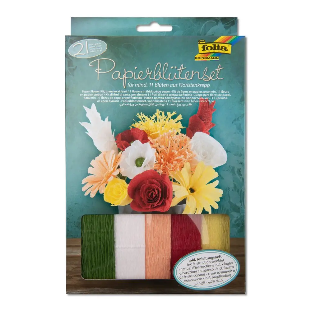 Sada na výrobu papírových květin z floristického krepu - 3 sady