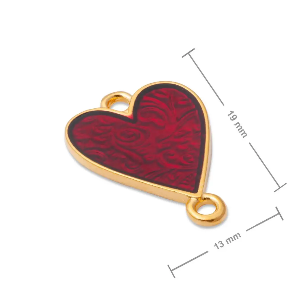 Manumi spojovací díl srdce 19x13 mm pozlacený - 1 ks