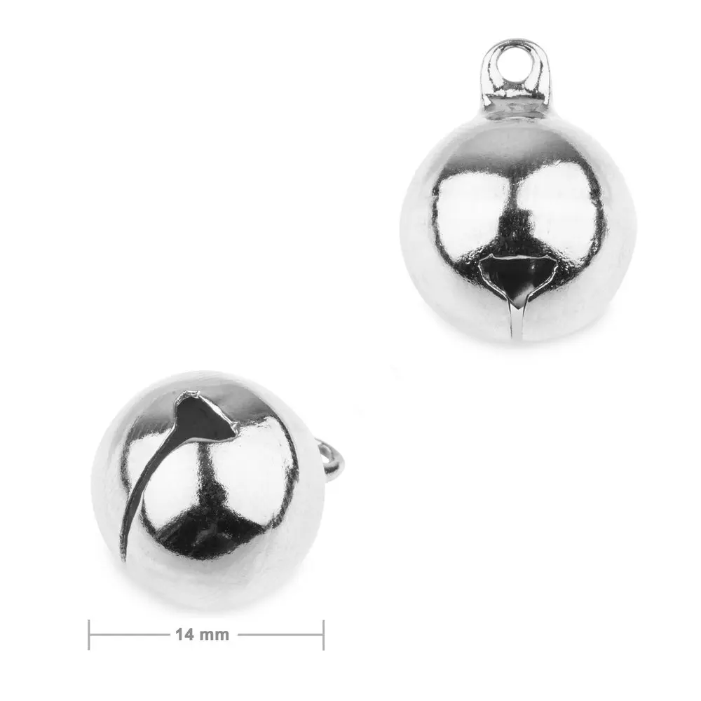 Bižuterní rolnička 18x14 mm v barvě stříbra - 2 ks
