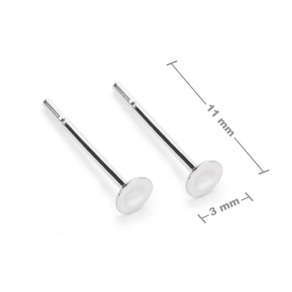 Stříbrné lepící náušnicové puzety 3 mm -