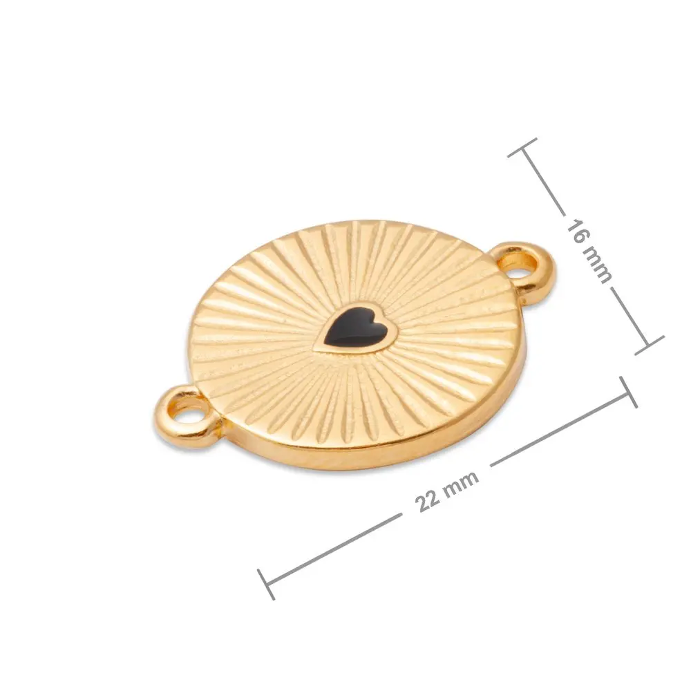 Manumi spojovací díl srdce s paprsky 22x16 mm pozlacený - 1 ks