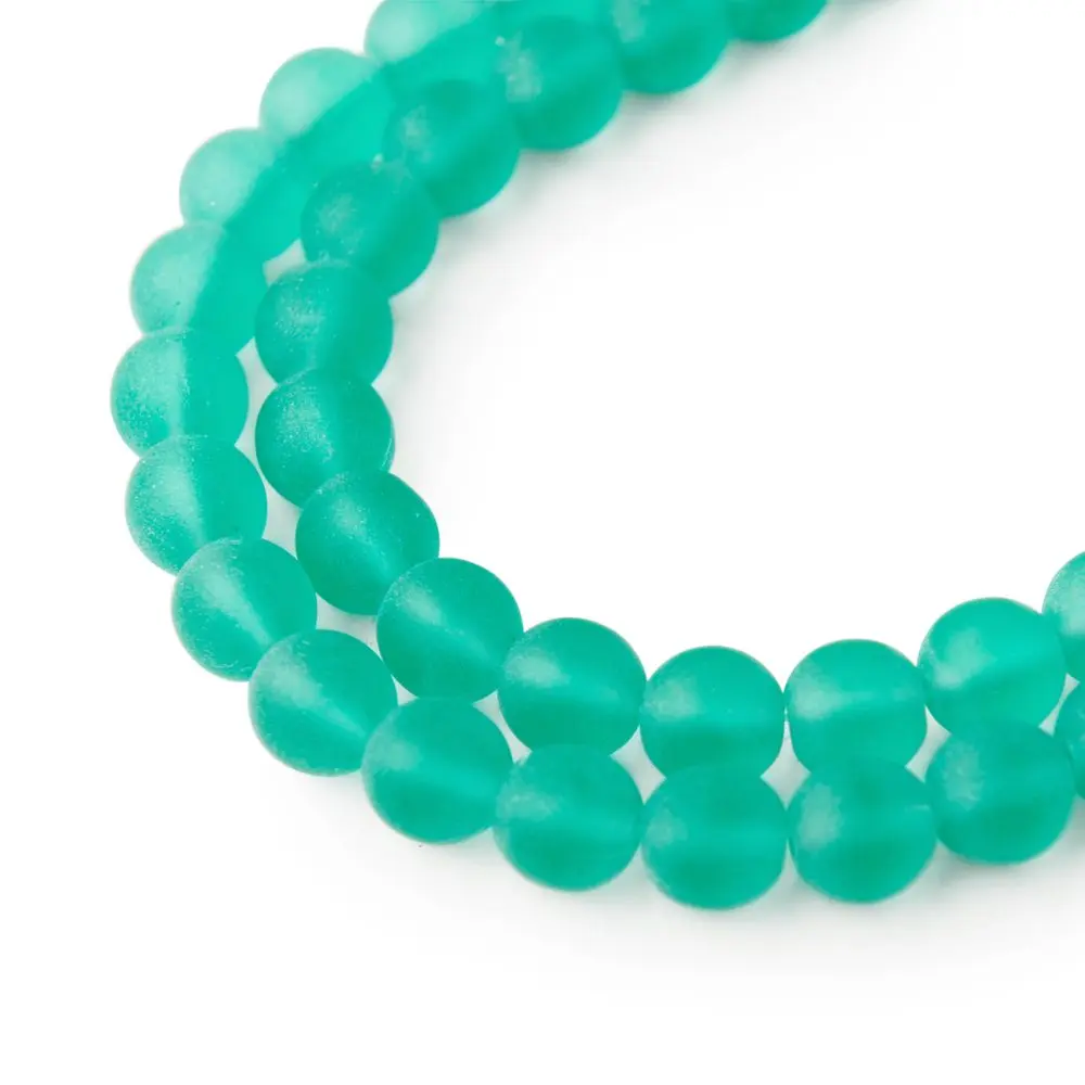 Manumi české skleněné mačkané kuličky 8 mm Green Aquamarine Matt - 22 ks