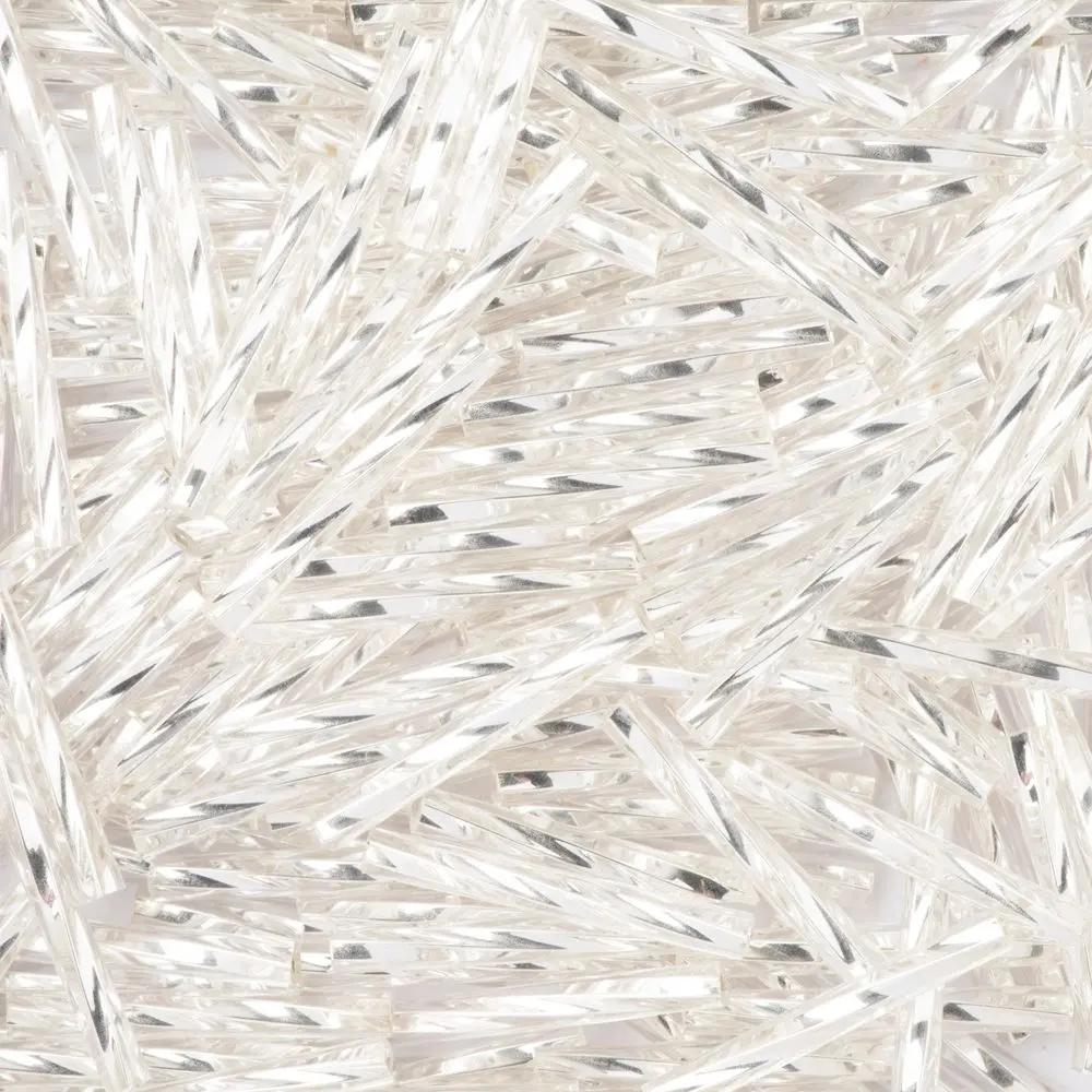 PRECIOSA ORNELA Korálky PRECIOSA skleněné trubičky kroucené 20 mm stříbrné - 15 g