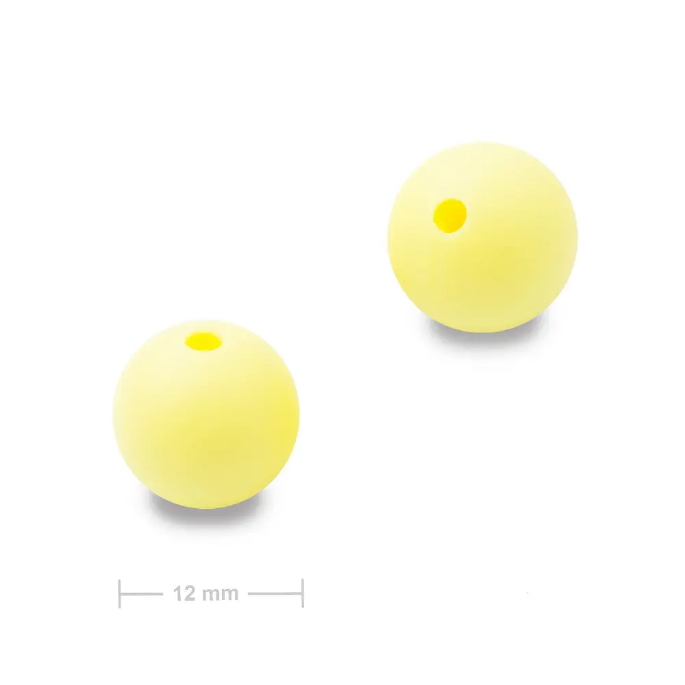 Silikonové kulaté korálky 12 mm Icecream Yellow - 20 ks