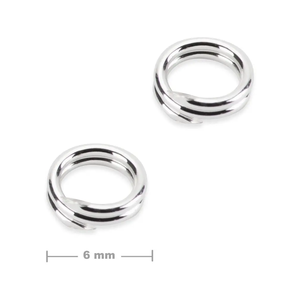 Stříbrný spojovací dvojitý protikroužek 6 mm -