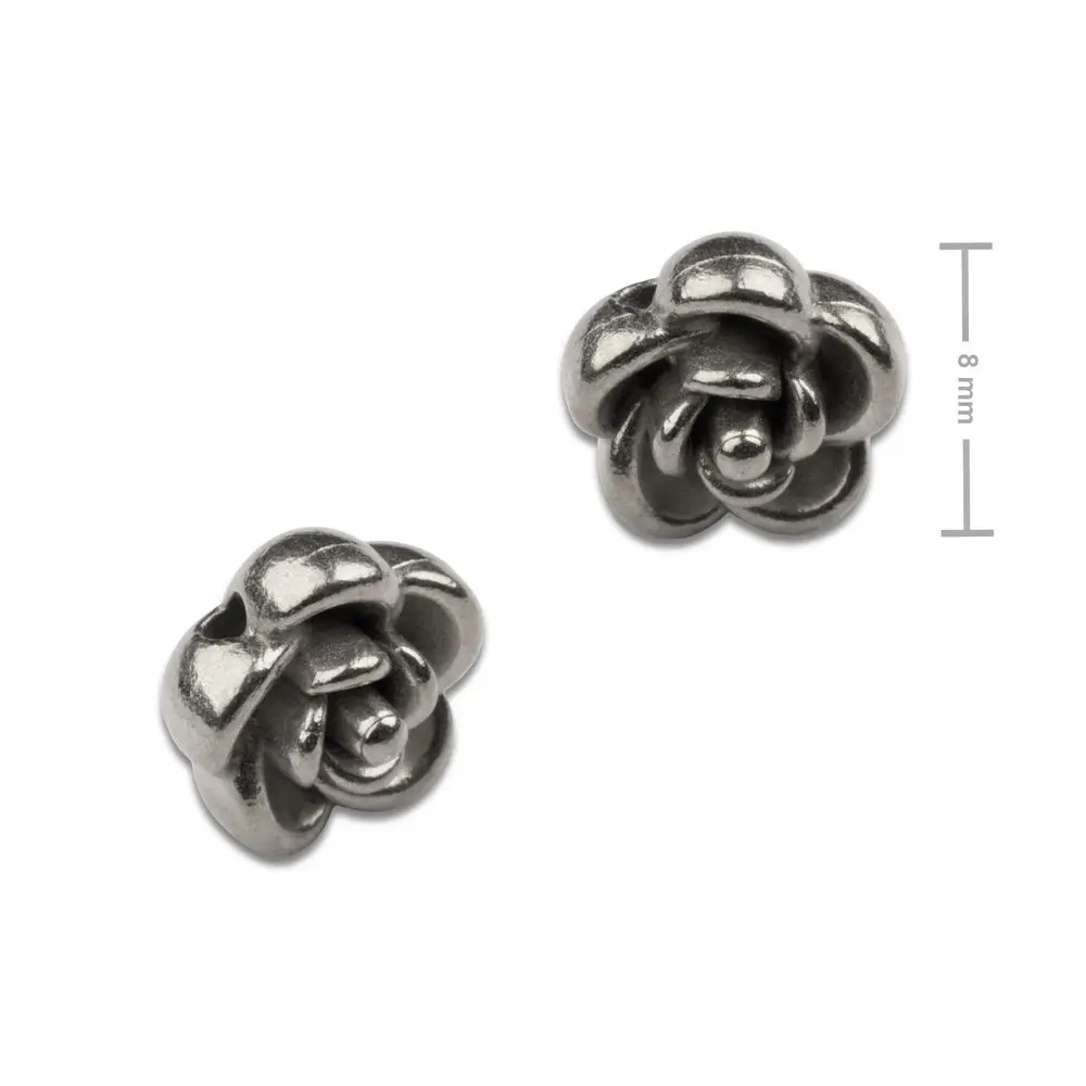 Korálek z chirurgické oceli ve tvaru květiny 8 mm - 2 ks