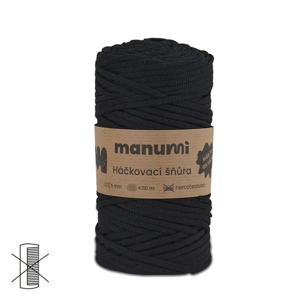Manumi háčkovací polyesterová šňůra 5 mm černá -