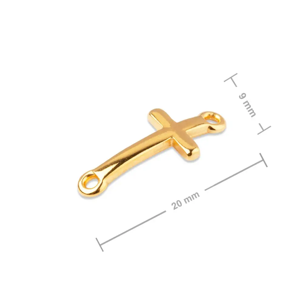 Manumi spojovací díl kříž 20x9 mm pozlacený - 1 ks