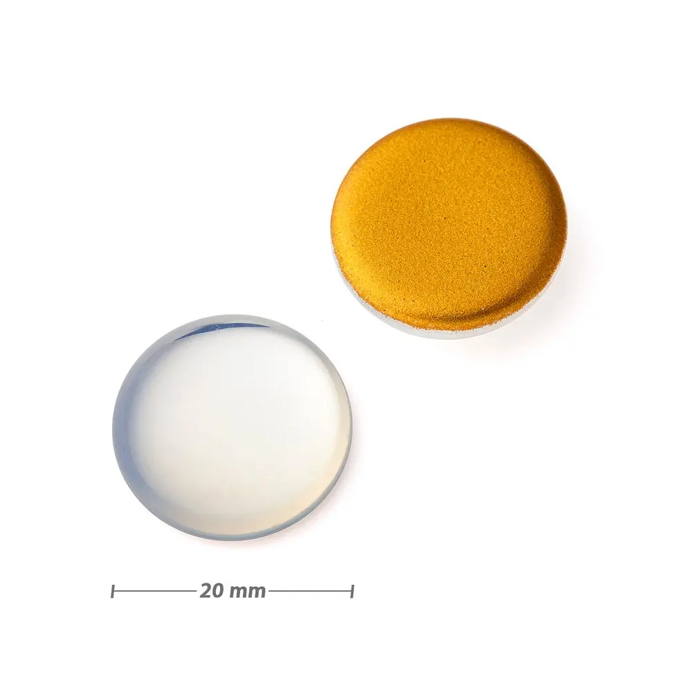 Skleněný kabošon 20 mm bílý opál - 4 ks