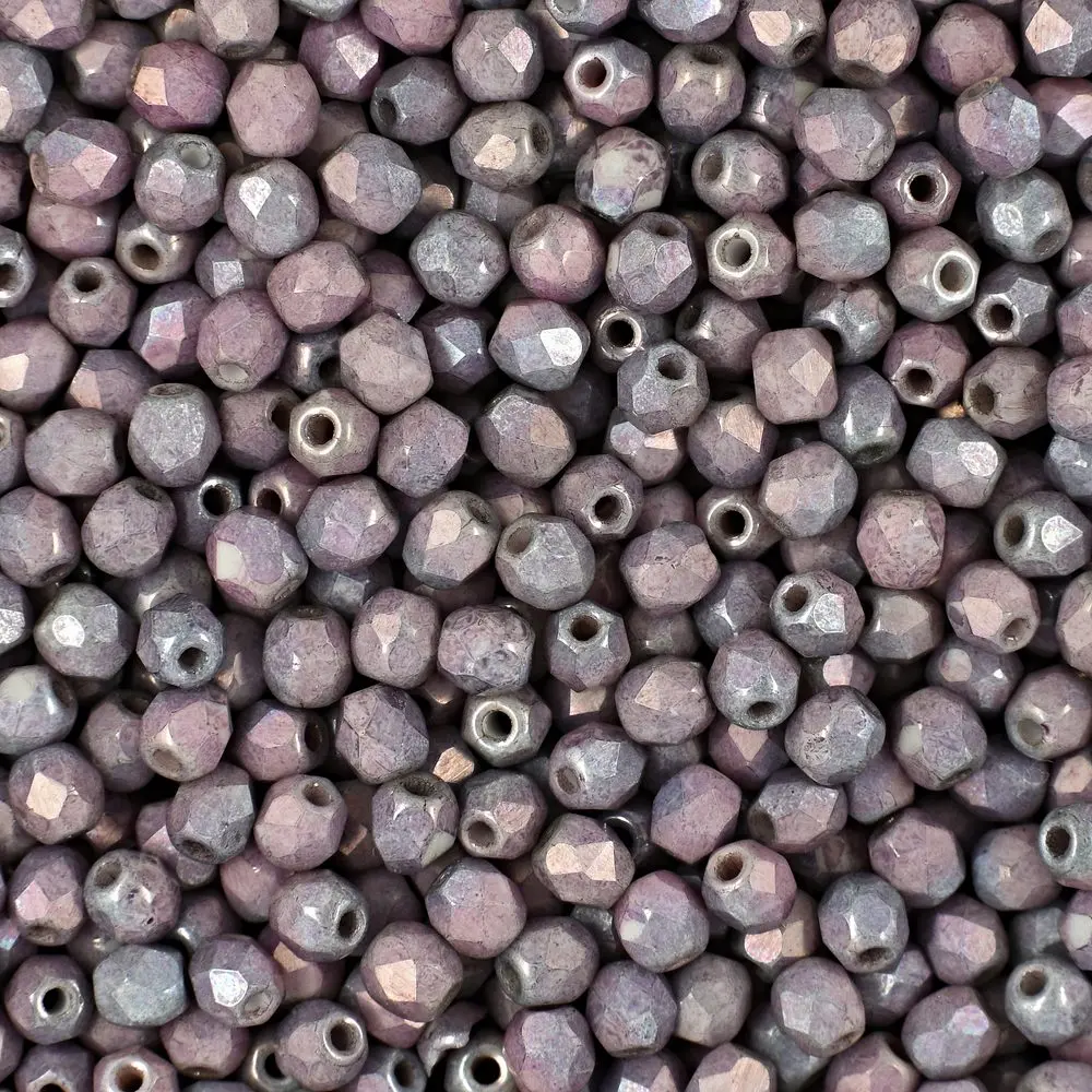 Manumi české broušené korálky 3 mm Matte Luster Metallic Amethyst -