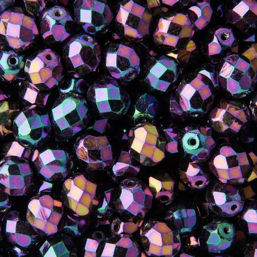 Manumi české broušené korálky 8 mm Iris Purple - 22 ks