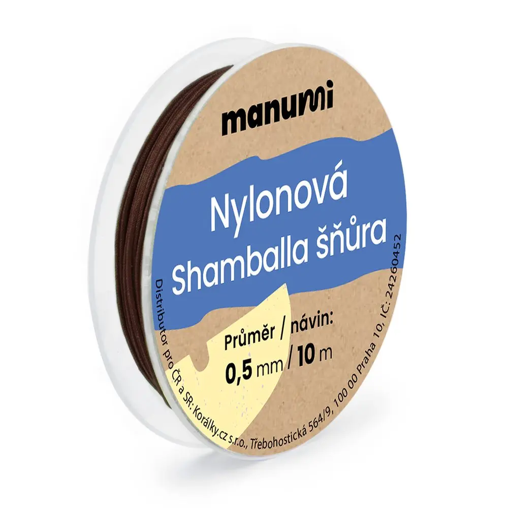 Manumi Nylonová šňůrka na Shamballa náramky 0,5 mm/10m hnědá č. 13 - 1 ks