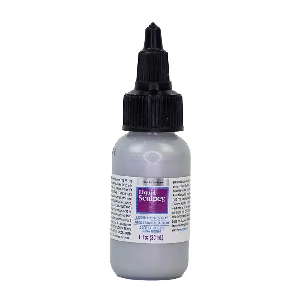 Sculpey tekutá polymerová hmota 30ml Silver v barvě stříbra -