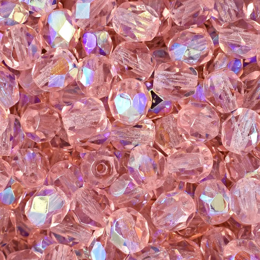 Manumi české broušené korálky 6 mm Rosaline AB - 150 ks