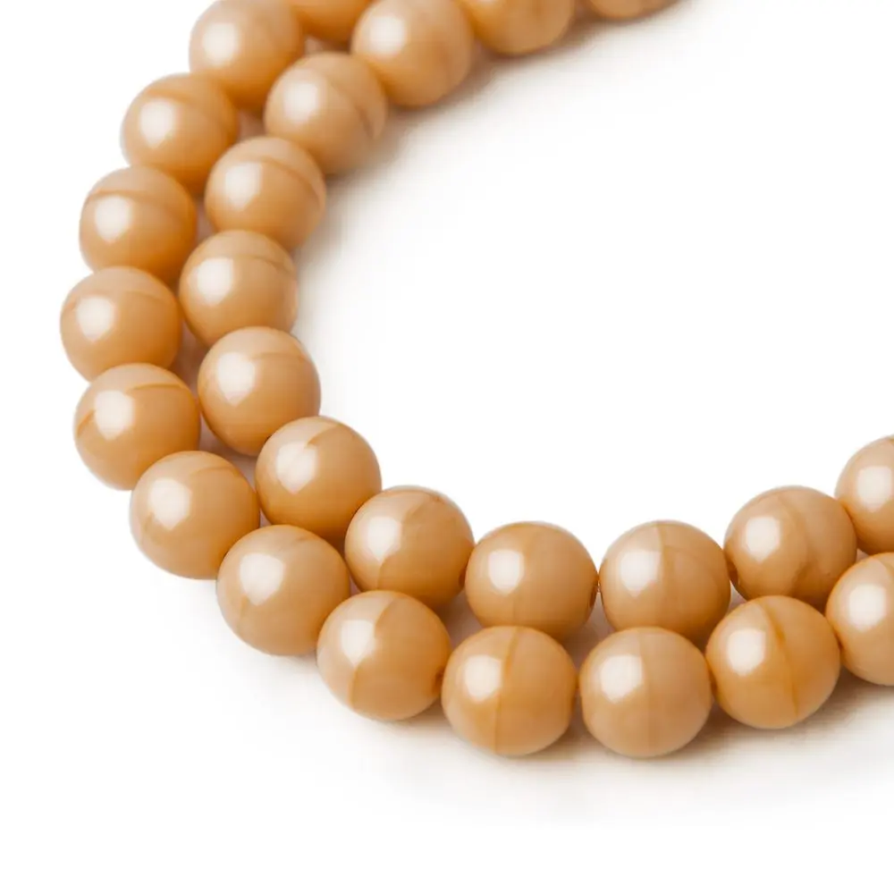 Manumi české skleněné mačkané kuličky 8 mm Dark Beige Opaque - 110 ks