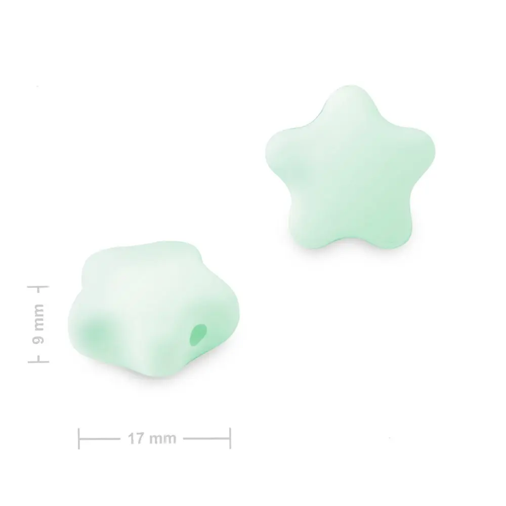 Silikonové korálky hvězdička 17x16x9 mm Mint Green - 3 ks