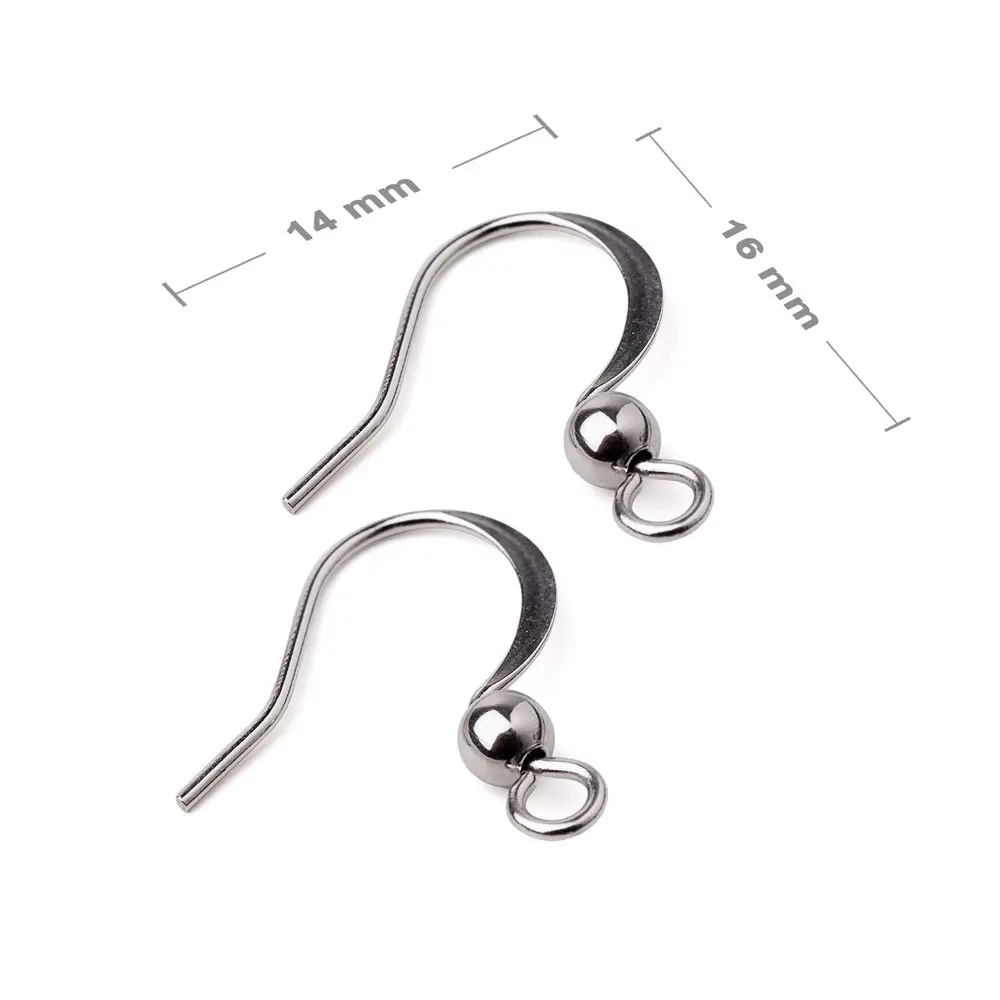 Náušnicové afroháčky s kuličkou z chirurgické oceli 316L 16x14 mm -