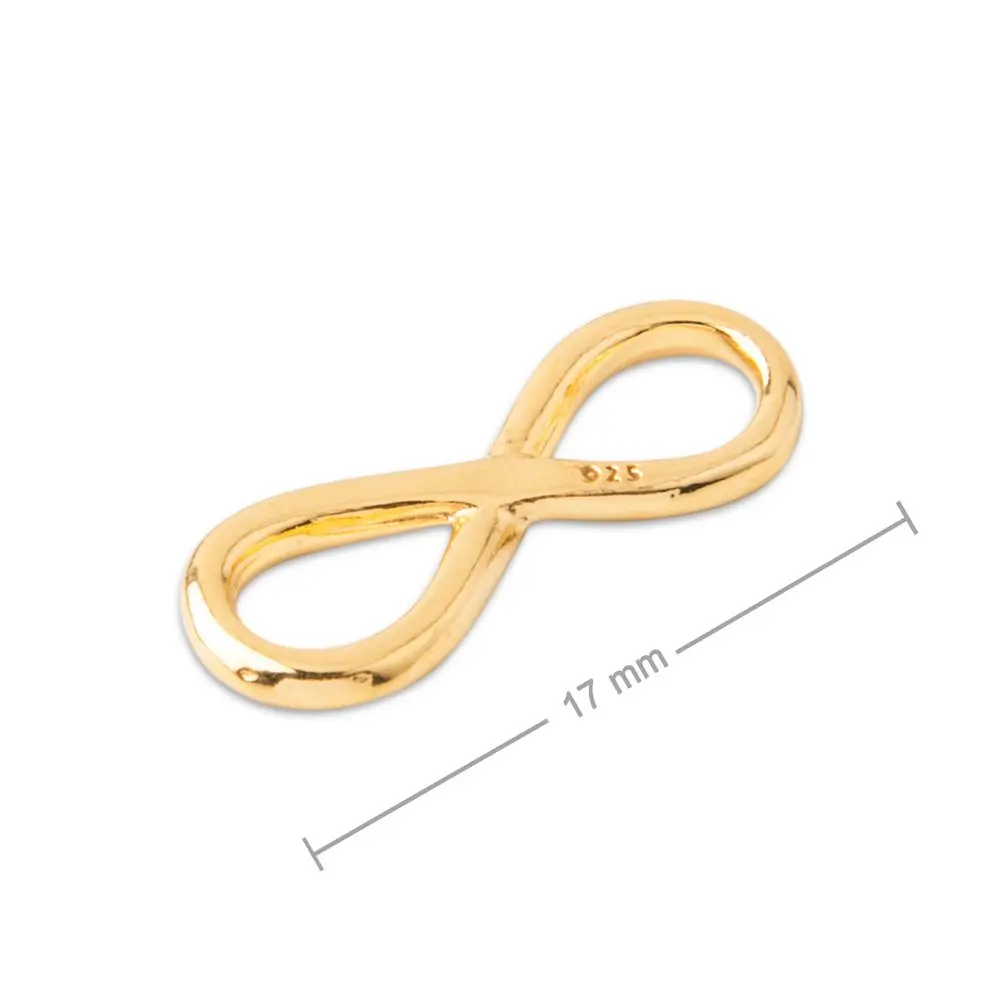 Stříbrný spojovací díl nekonečno 17 mm pozlacený 24K zlatem -